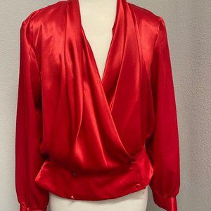 Lloyd Williams vintage silk like red blouse